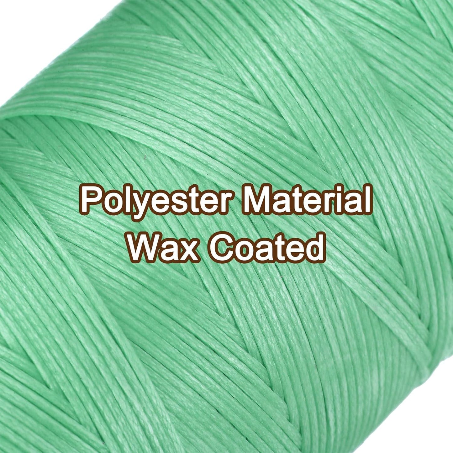 uxcell 150D 0.8mm Flat Waxed Thread 284 Yards Polyester Leather Sewing Waxed String Hand Stitching Waxed Cord for Leather Stitching Sewing Bookbinding DIY Craft Sky Green