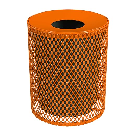 Leisure Craft Heavy-Duty 32 Gallon Receptacle, Portable, Liner Included, Made with Heavy-Gauge Metal and a Durable Thermoplastic Coating, Commercial Outdoor Park Receptacle, Made in The USA