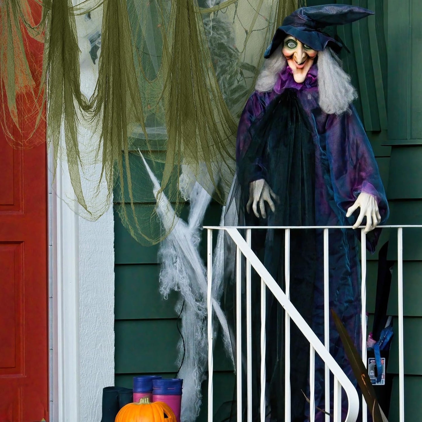 Boao Halloween Cheese cloth 70.87 x 196.85 Inch Military Green Cheesecloth Roll for Crafts Large Cotton Muslin Gauze Fabric for Halloween Outdoor & Indoor Spooky Decoration