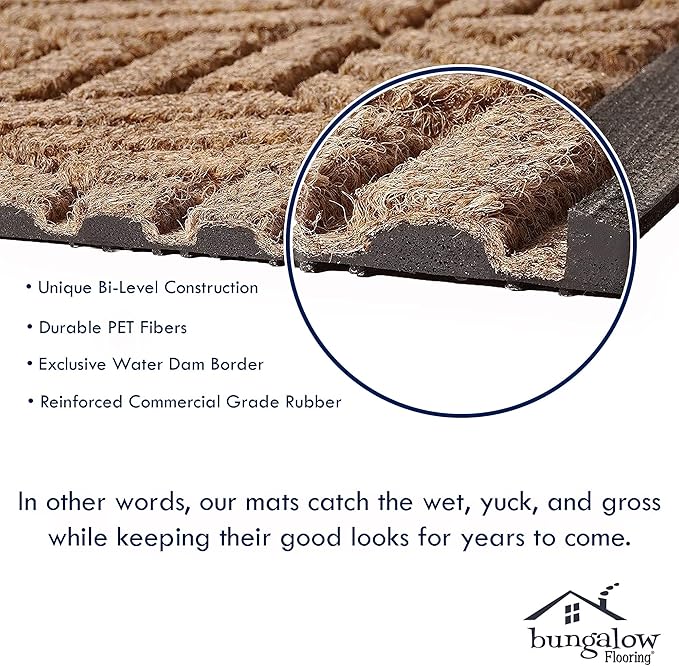WaterHog Heavy Duty Runner Door Mat, 2' x 5', Made in USA, Durable & Skid-Resistant Entryway Mat, Water-Trapping, Indoor/Outdoor Decorative Floor Covering, Cordova Collection, Bluestone