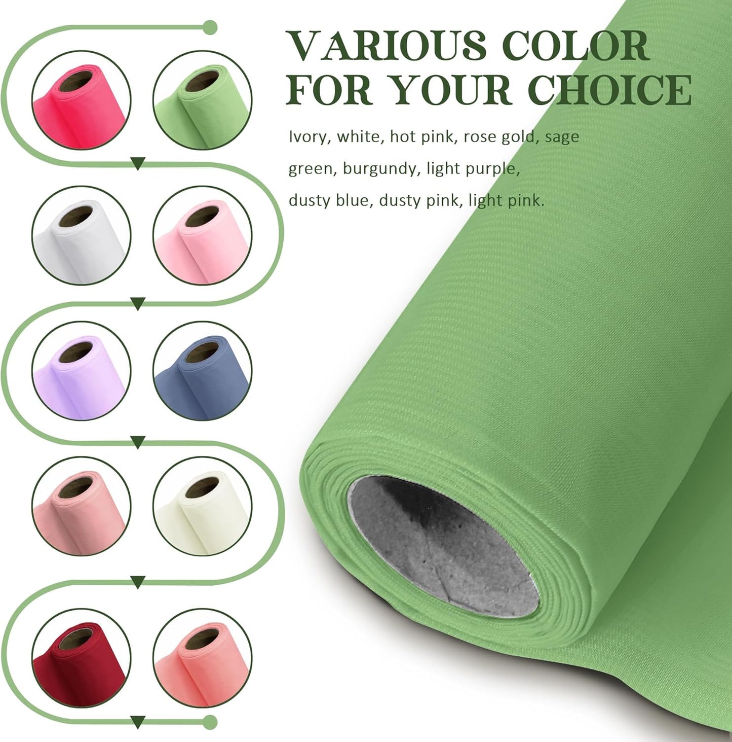 Horbaunal Dusty Sage Chiffon Fabric by The Yard, 10 Yard Continuous Sheer Fabric 59" Wide Soft Draping Fabric for Wedding Arch Draping Party Backdrop DIY Sewing