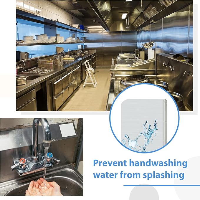 Therwen 2 Pcs Stainless Steel Side Splash Guard for Sink 15 x 6 Inch Wall Mount Guard with Screws Commercial Restaurant Hand Sink and Compartment Prep Sink Kitchen Sink Splash Protector Supply
