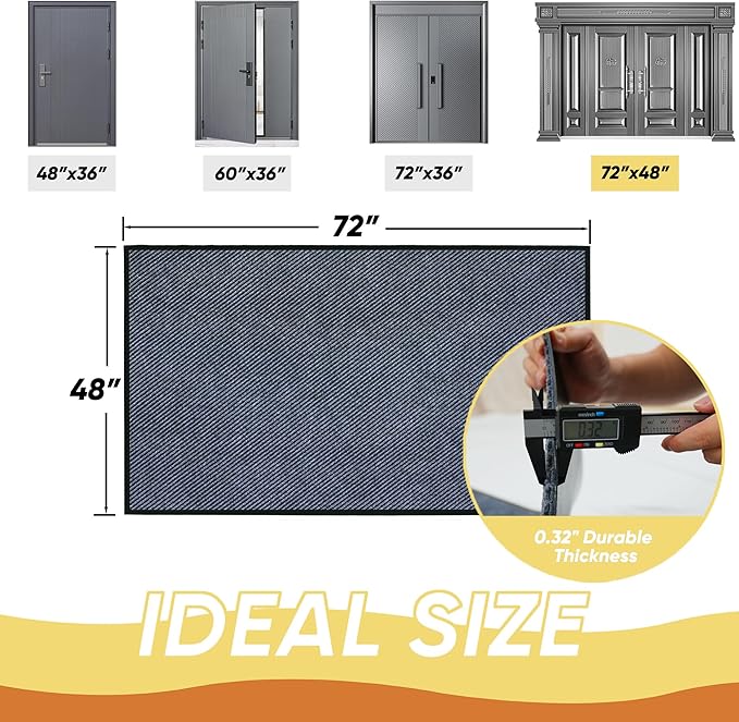 Commercial Grade Entrance Mat 48x72inch Heavy Duty Doormat for High Traffic Entryways Rug All Weather Door Floor Mat with Ultra Grip PVC Backing Non Slip Welcome Mat for Patio,Entry,Indoor Outdoor