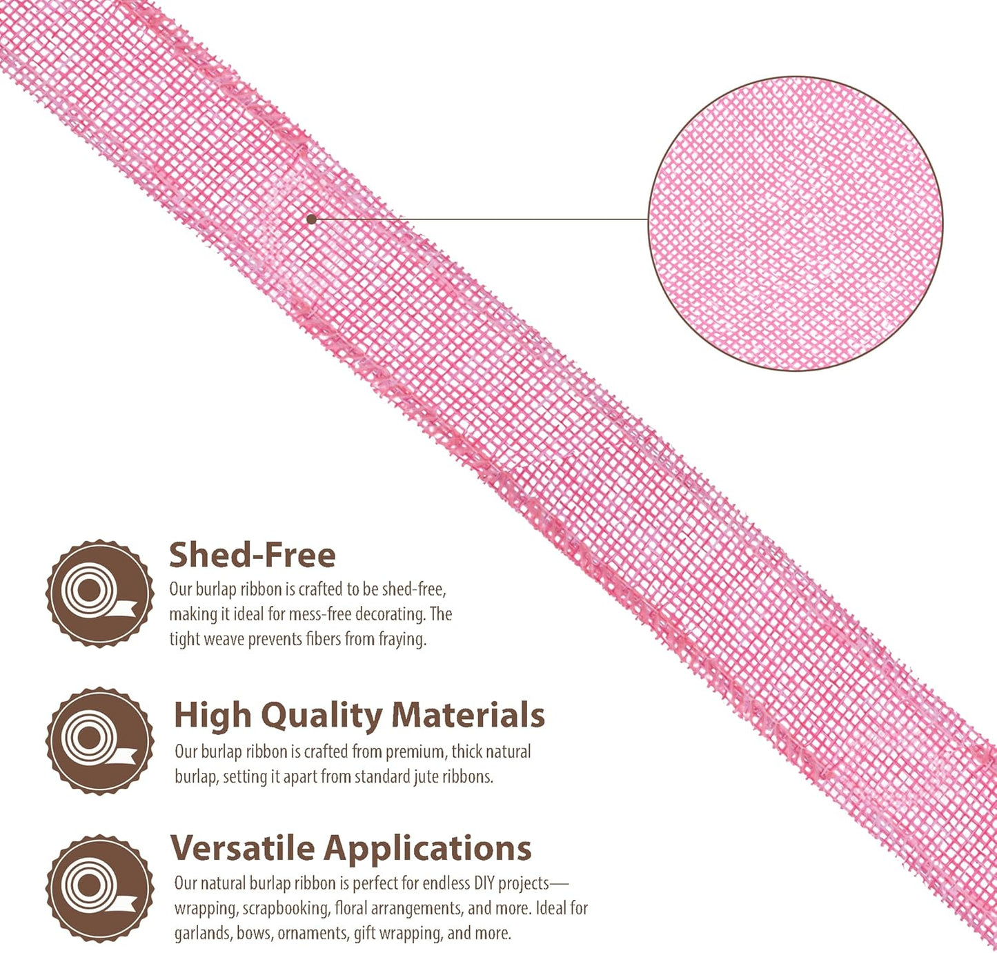 Mandala Crafts Pink Burlap Ribbon 1 Inch Wide Jute Ribbons for Crafts - 20 Yds Roll Rustic Burlap Wrap Trim Ribbons for Wreaths Bows Wedding Party Decoration