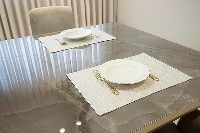 Placemat Set-Washable Place Mats for Parties, Elegant Table Mats for Kitchen Table, Set of 4 Dining Table Placemats, Heat-Resistant Cloth Placemats for Indoor and Outdoor,13x19-Light Beige