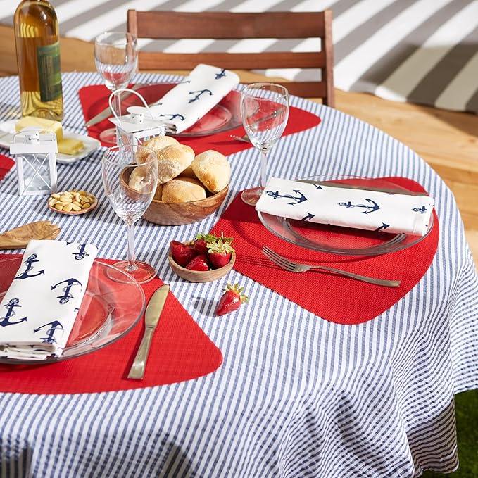DII PVC Tabletop Collection Woven Indoor/Outdoor, Wedge Placemat Set, Tango Red, 6 Piece