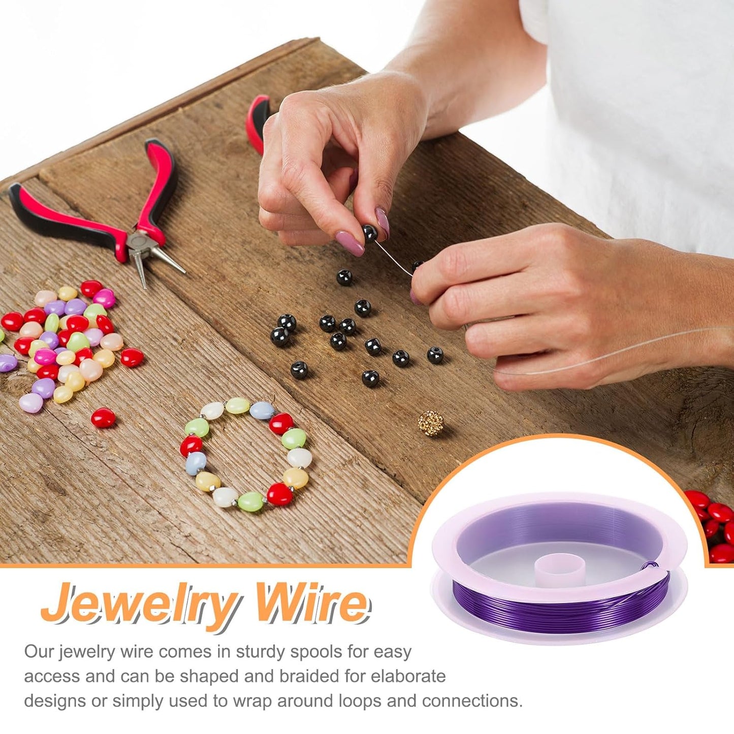 HARFINGTON 13ft Jewelry Wire, 22 Gauge (0.6mm) Brass Craft Soft Metal Tarnish Resistant Copper Beading Wire for Jewelry Making Supplies Crafting, Purple