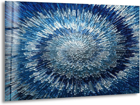 My Photostation.com Round 24'' Abstract Blue Textured Glass Wall ArtTempered Glass Printing Wall Decor Large Wall Art Wall Hangings