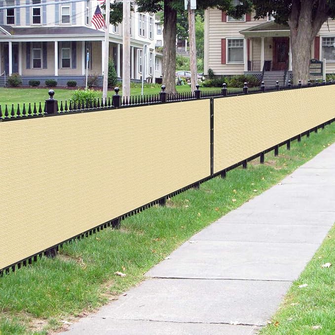 Sunnyglade 6 feet x 100 feet Privacy Screen Fence Heavy Duty Fencing Mesh Shade Net Cover for Wall Garden Yard Backyard (Sand, 6 ft X 100 ft)