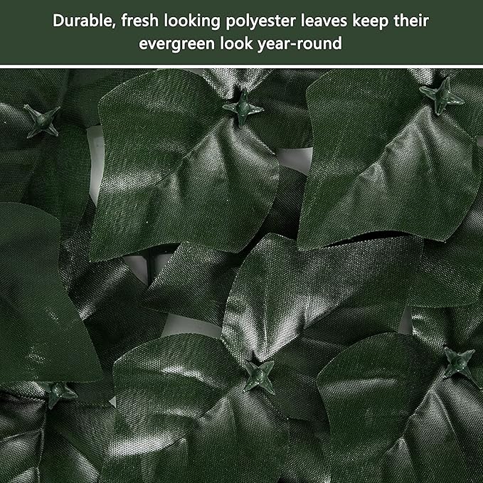 Faux Ivy Privacy Fence Screen Outdoor Expandable Artificial Greenery Roll Fake Hedge Wall Patio Green Plastic Leaf Plant Vine Grass Panels Gate Covering for Garden Yard Balcony (118.5x59.5 in)