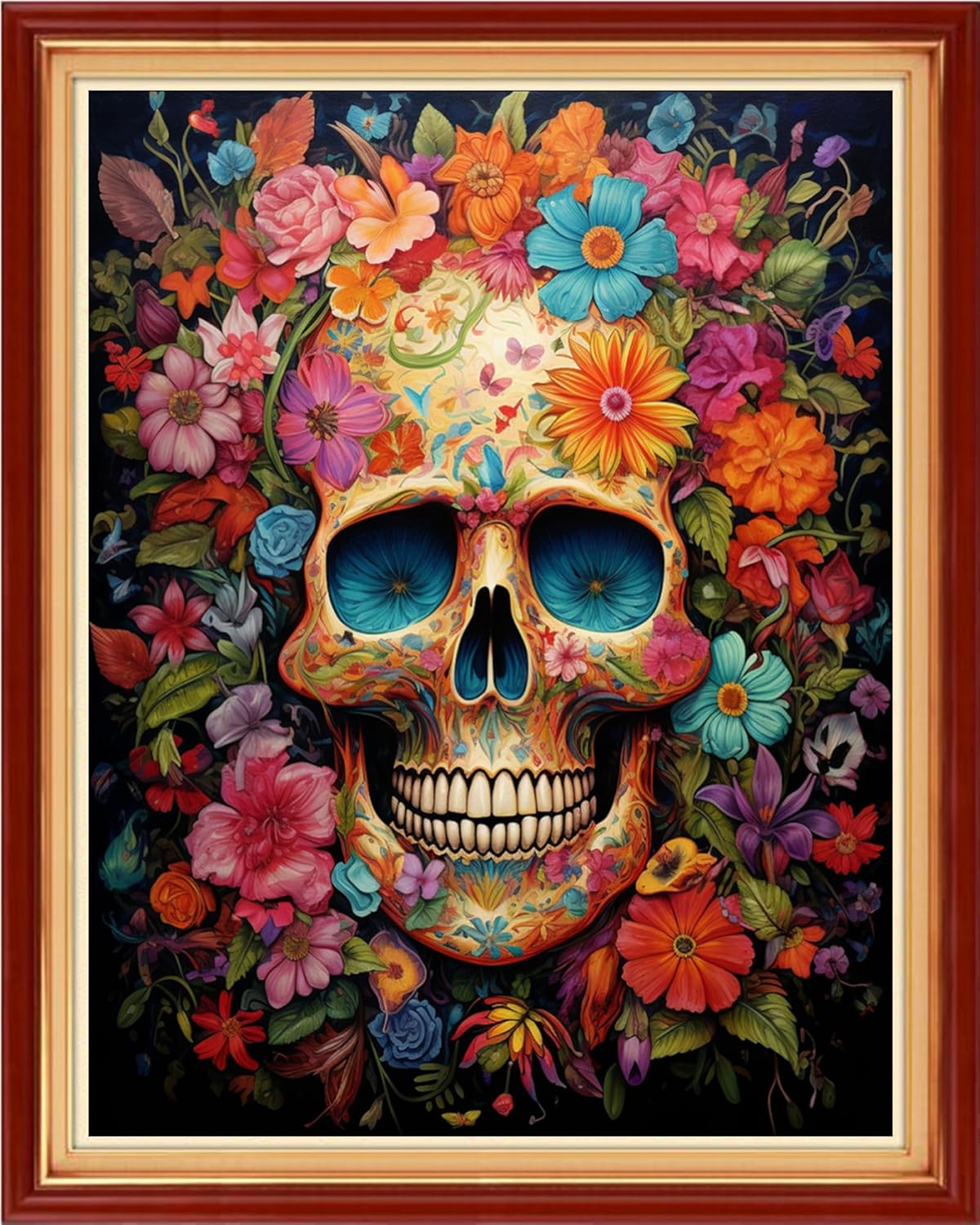 Joyhoor Cross Stitch Kits for Beginners Stamped Cross-Stitch Supplies Needlework preprint Embroidery Kits for Adults DIY Needlepoint Kits Embroidery Patterns 11CT-Colorful Skull 16x20 inchs
