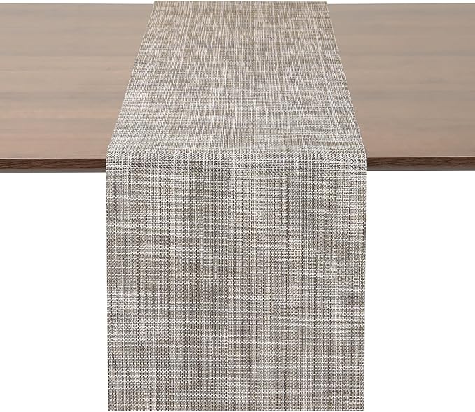 Myir JUN Table Runner, Vinyl Table Runner Indoor 72 Inch Long Arbitrarily Cropped Runner for Table Heatproof for Home Party (Caramel, 12 x 72 inch)
