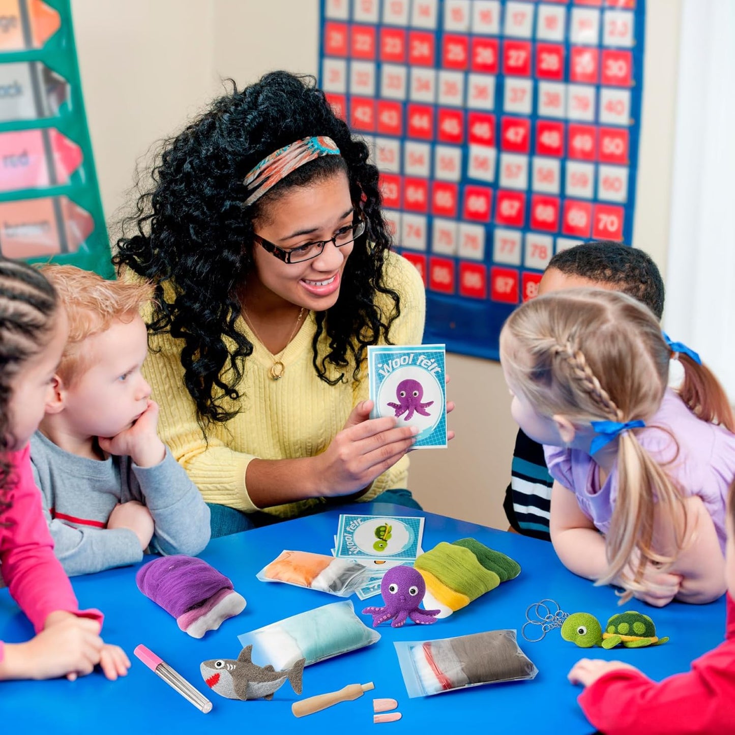 WATINC Needle Felting Kit - 5 Set Unique Different Cute Doll Wool Felt Needle Tools Foam Pad Instruction, DIY Home Decoration Craft Party Supplies for Art Work Starter Beginners (Sea Animal)