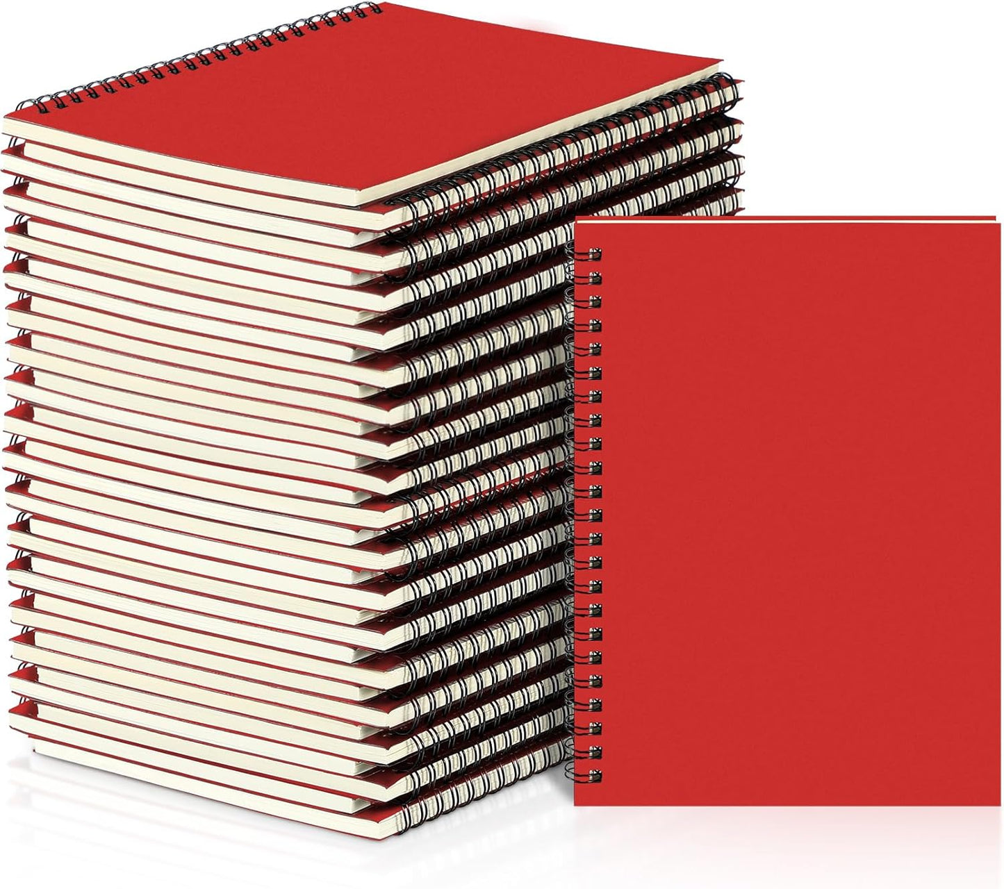Yahenda 36 Pcs Spiral Notebook Bulk A5 Journal Lined 8.3'' x 5.5'' Writing Composition Paper Small Notepad Subject Notebook for Students Office Business Back to School Supplies (Red)