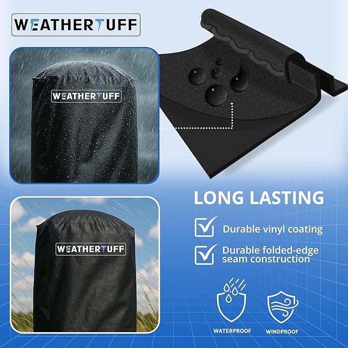 All Season Universal Heavy Duty Kettle Grill Cover, Hi-Tech Premium Quality | Anti-UV, Waterproof & Wind Resistant | Outdoor Barbecue Grilling & Storage, 29 inch - Black