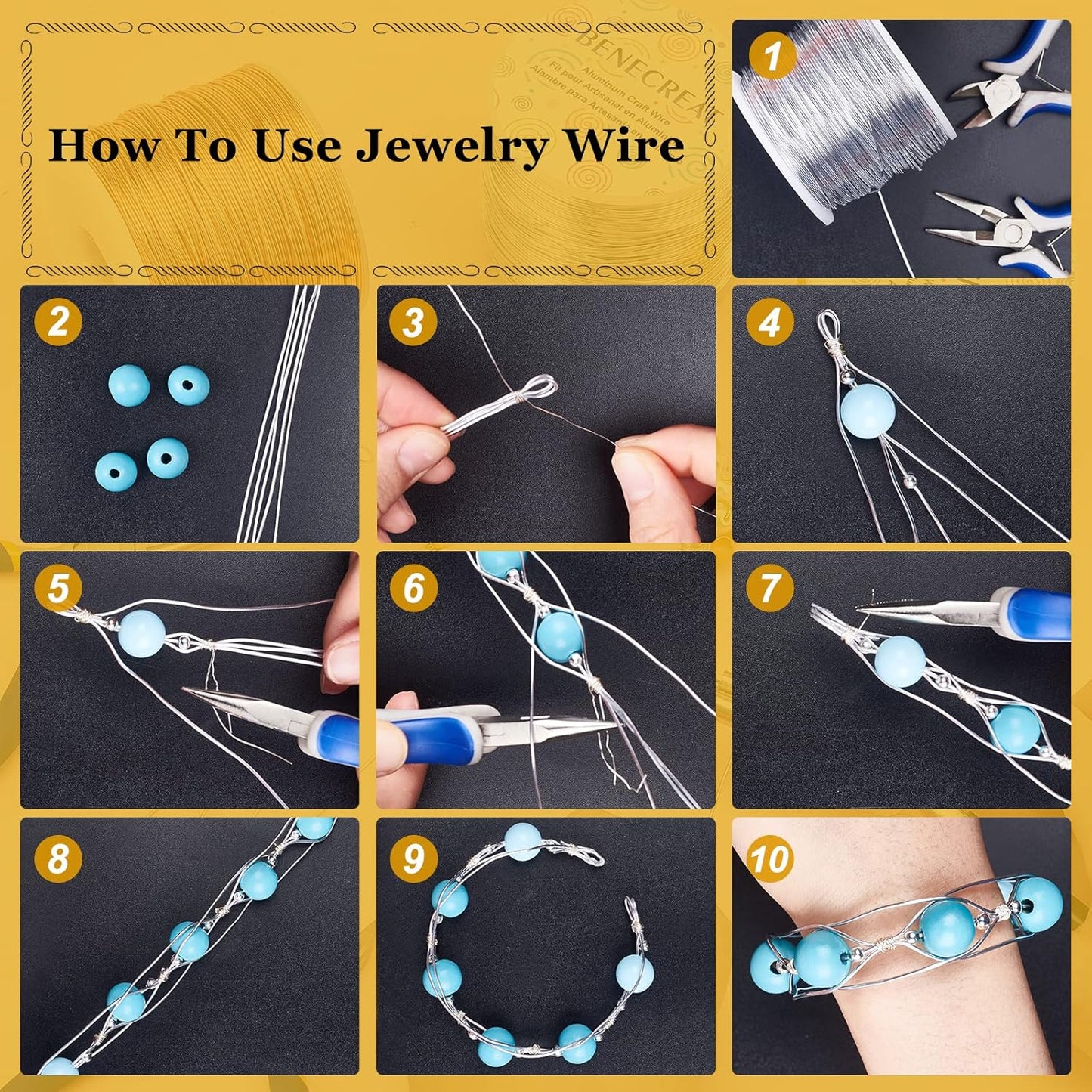 BENECREAT 18 Gauge Jewelry Craft Aluminum Wire 492 Feet Bendable Metal Sculpting Wire for Craft Floral Model Skeleton Making (Gold, 1mm)