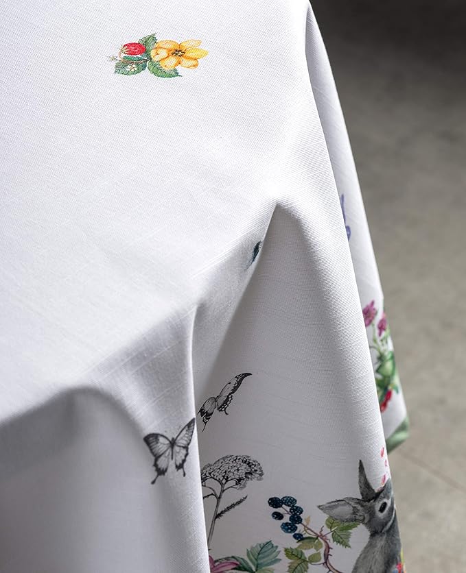 Maison d' Hermine Table Cloth Round Table 100% Cotton 69 Inches Tablecloth Reusable Decorative Everyday Use for Dining Room, Farmhouse, Home, Party, Festive & Wedding Spring Summer - Printemps