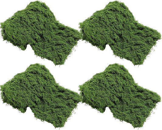 Zeyune 4 Pcs Fake Moss Table Runner for Crafts Artificial Moss Sheet Roll Waterproof Carpet Blanket for Wall Roof Garden Wedding Party Decoration (39 x 39 Inch)