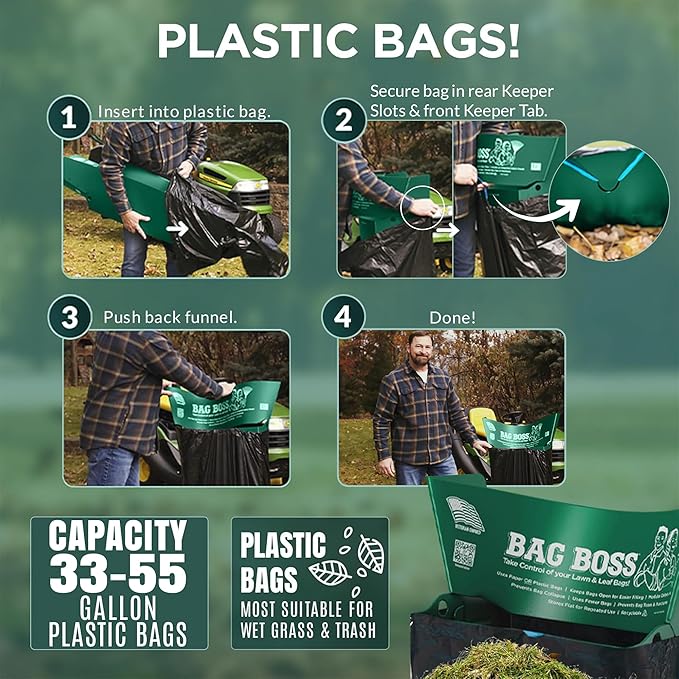Lawn & Leaf Bag Holder Stand | Fits 33-55 Gallon Paper or Plastic Yard Waste Bags | Durable, Foldable Trash Bag Holder Stand and Leaf Scoop