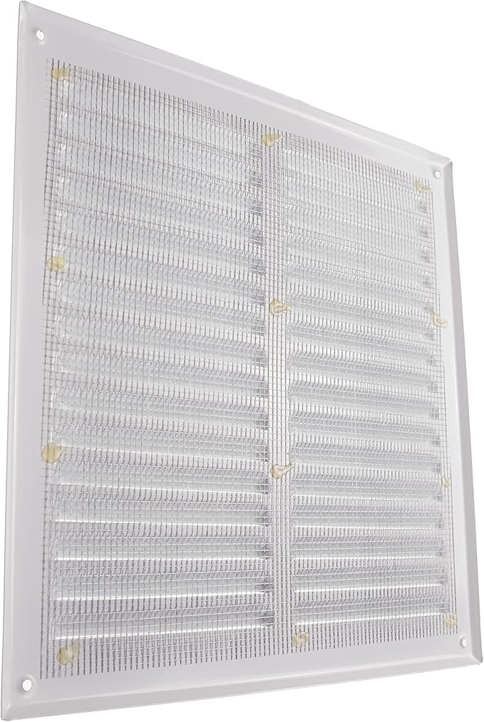 Vent Systems 10 x 10 Inch (Inner) White Vent Cover - Square Metal HVAC Return Air Grille with Mesh Screen - Register Wall Vent Duct Grill - Outdoor, Indoor, Crawlspace - Exhaust Ventilation Grill