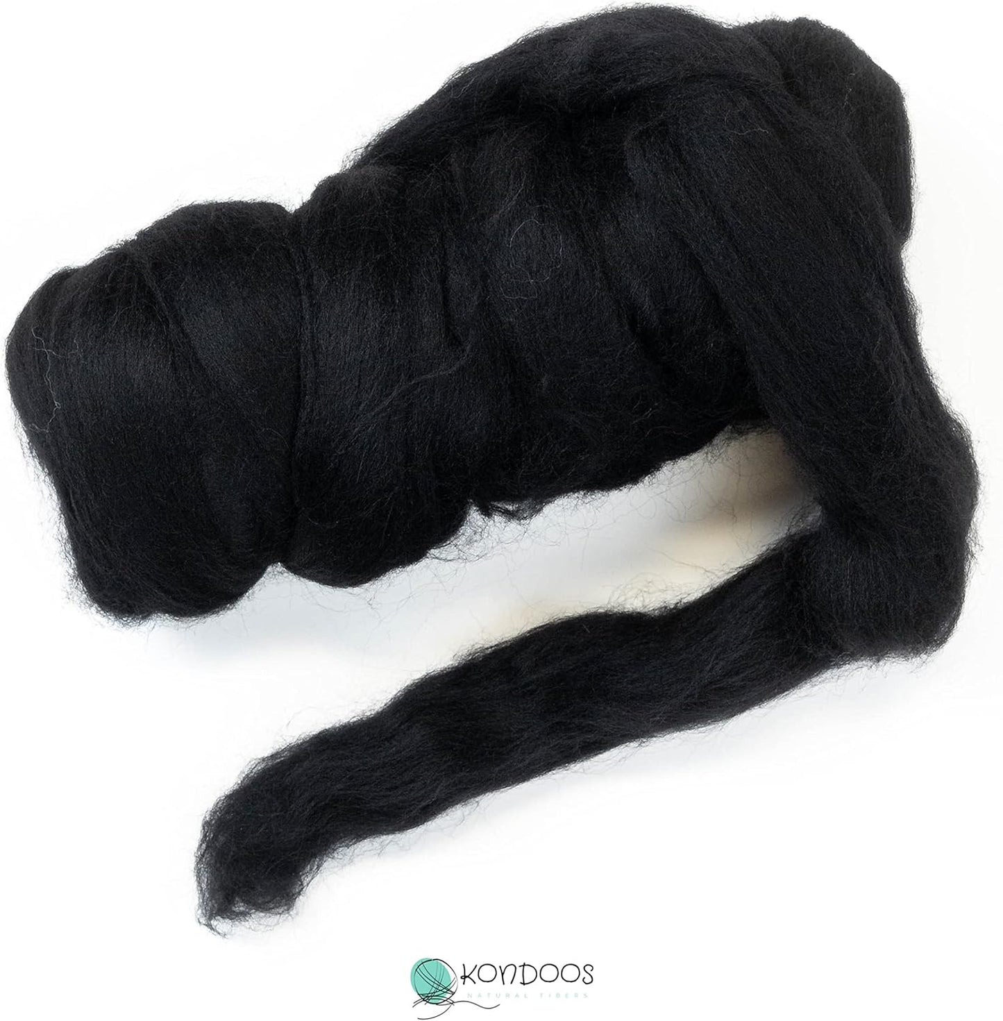 Colored Natural Bulk Wool roving, 8 OZ. Best Wool for Needle Felting, Wet Felting, handcrafts and Spinning Yarn (Total Black)