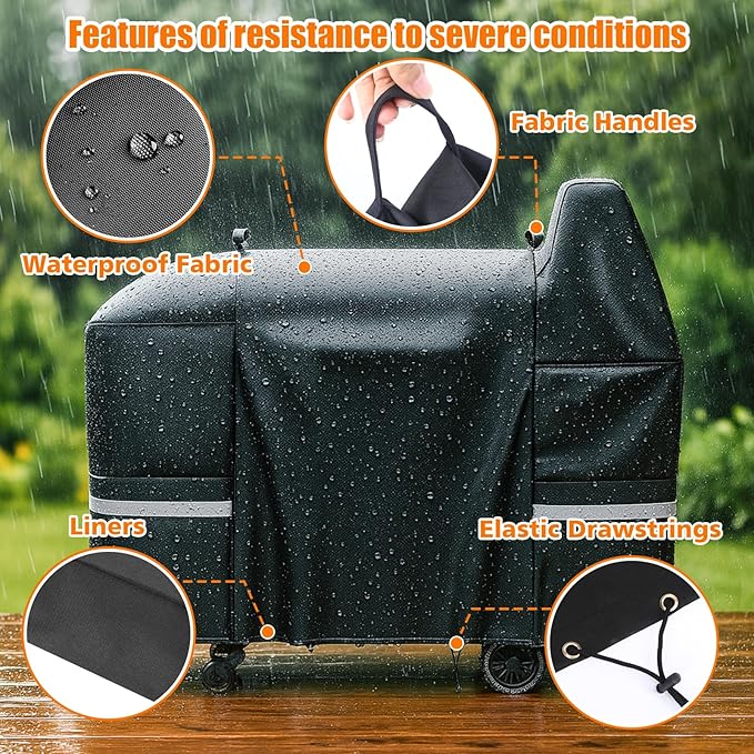 Hisencn Grill Cover for Pit Boss Austin XL, 600D Heavy Duty Pellet Smoker BBQ Cover for Pit Boss 1000 Series, 1000D3, 1000S, 1000SC, Rancher XL, 1100 Pro, 1150, Z Grill 1000 – UV & Fade Resistant