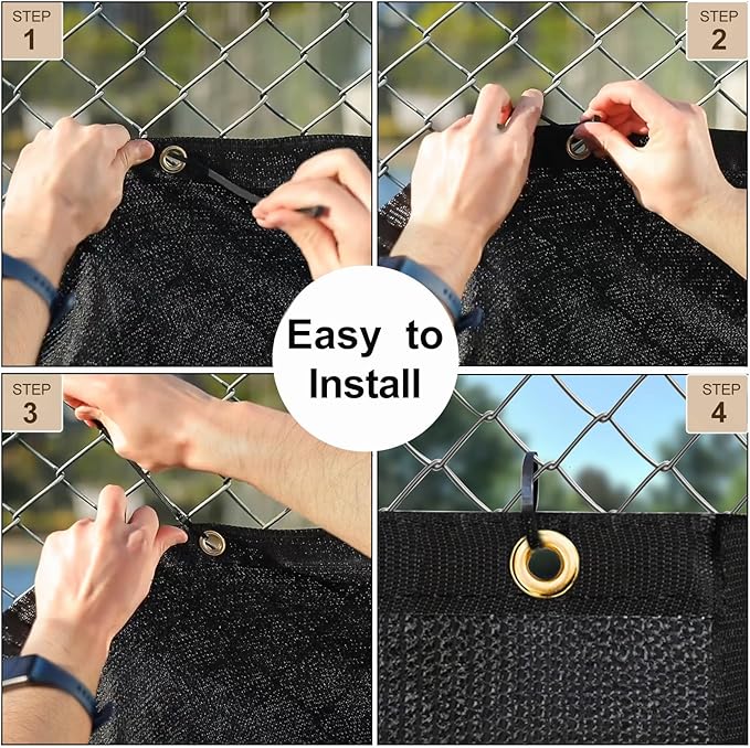 UPGRADE Privacy Screen 3' x 10' Fence Commercial Shade Cover with Brass Grommets Heavy Duty Perfect for Outdoor Back Yard, Black, Customizable