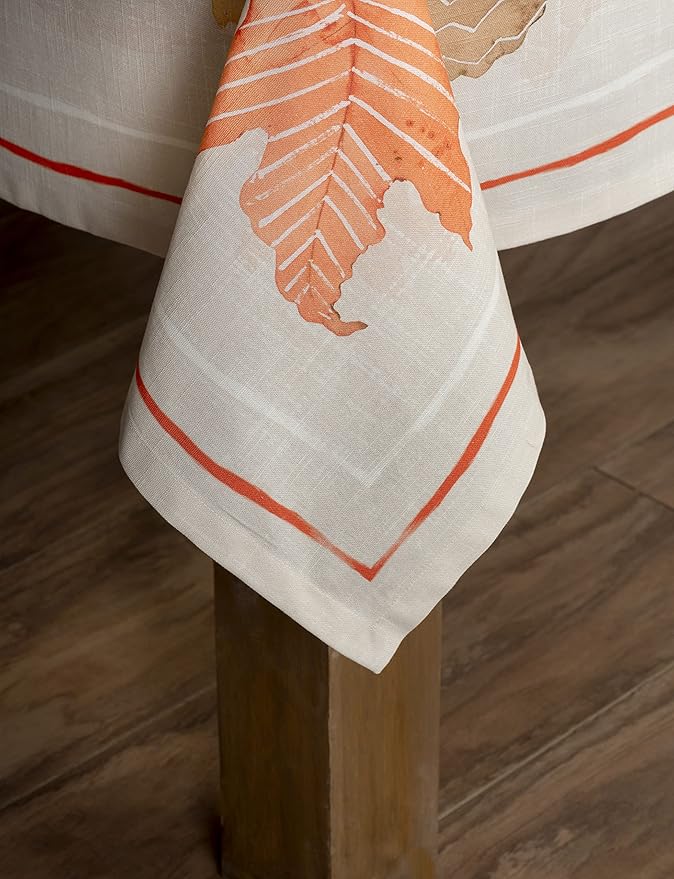 Maison d' Hermine Table Cloth Rectangle Table 100% Cotton 60 x 90 Inches Fall Tablecloth Reusable Everyday Use for Thanksgiving Christmas Decorations Dining Farmhouse Party (Colours of Autumn)