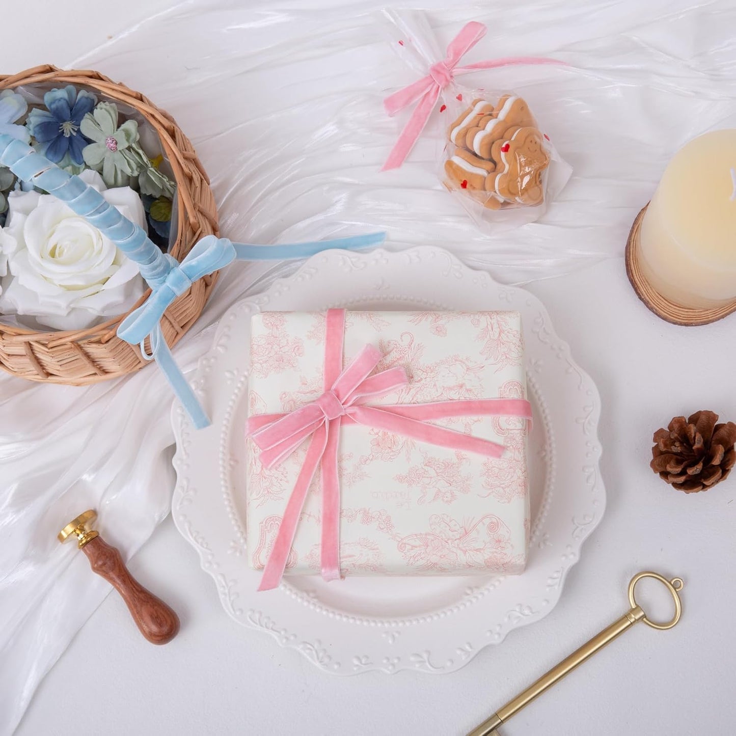 Vintage Pink Velvet Ribbon, 3/8 Inch X 25Yd