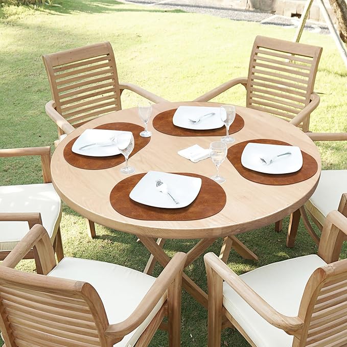 ADRIMER Placemats, Heat Resistant Oval Placemats Set of 8 Washable 12 x 17 Inch, Waterproof Table Mats, Wipeable Pu Place Mats for Kitchen, Dining Room, Turmeric Brown