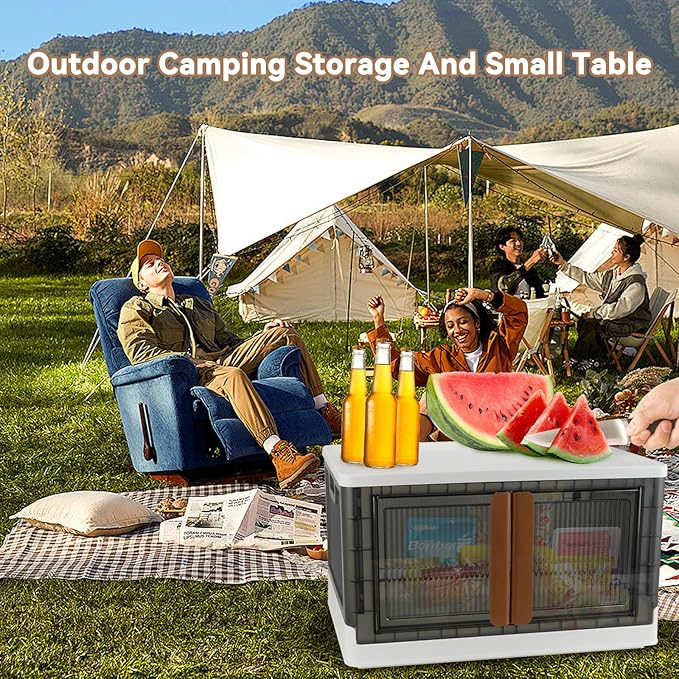 Storage Bins, Cabinet with Lids, Extra Large Useful Box, 19 Gallons (72L) Capacity (Per One), 2 Packs, Collapsible, Transparent, Home Organizer