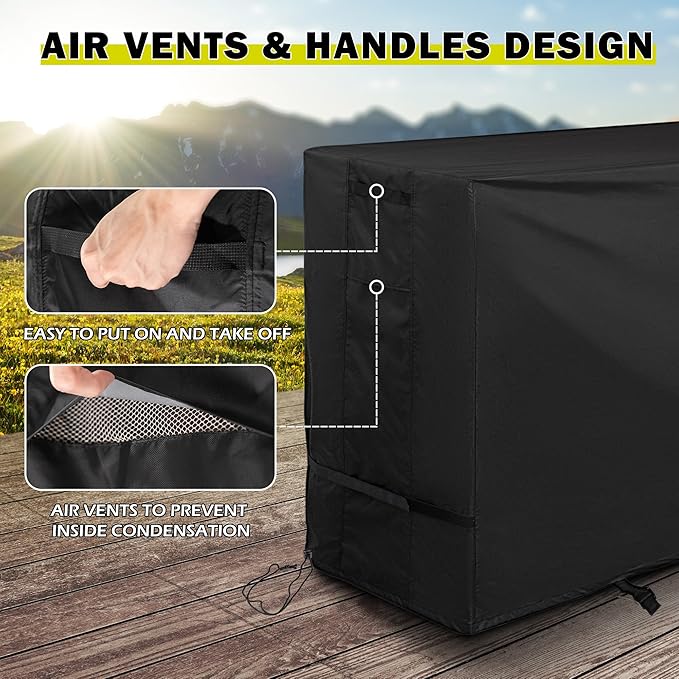 Outdoor Storage Cabinet Cover for Wicker Outdoor Bar Cart, Outdoor Bar Table Cover for Patio Storage Bar Table/Wicker Console Table/Rattan Cabinet Sideboard