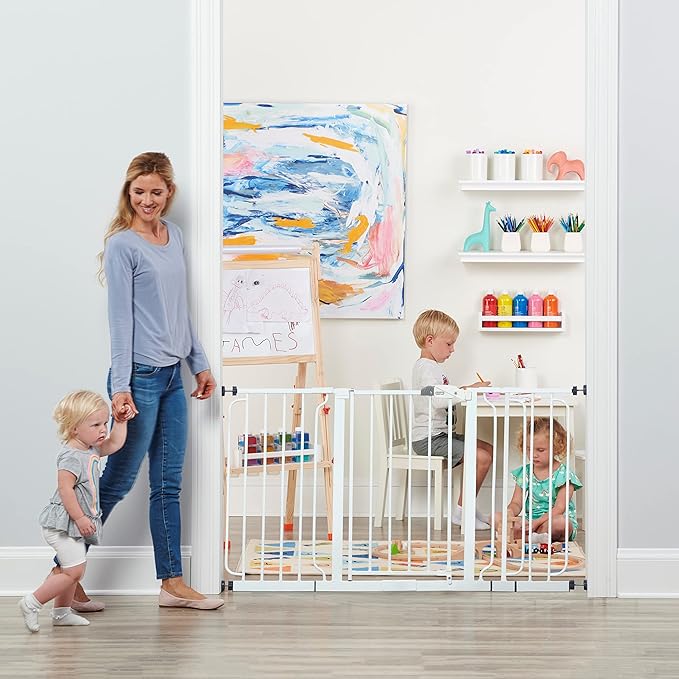 Regalo Safety 56-Inch Extra Wide Baby Gate for Doorways, Hallways & Bottom of Stairs, Pressure Mount Safety Gate for Babies, Toddlers & Pets, Tested & Safe, American Designed, Family Owned