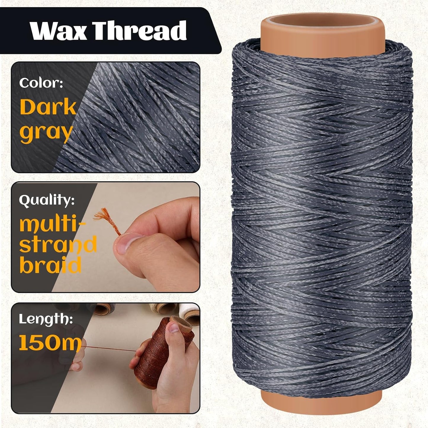 Tikjiua 492ft Upholstery Needle Threads, 164Yards Leather Waxed Thread with Curved Needles, Upholstery Repair Leather Thread and Needles for Canvas Carpet Sofa Furniture Repair