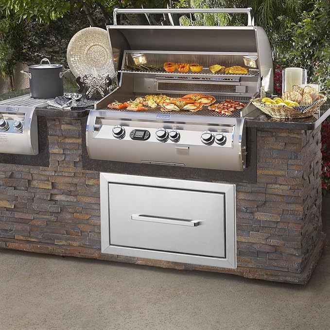 Outdoor Kitchen Drawers,Stainless Steel BBQ Drawer, 14" W x 8.5" H x 23" D Flush Mount Single Access Drawer for Outdoor Kitchen,BBQ Island