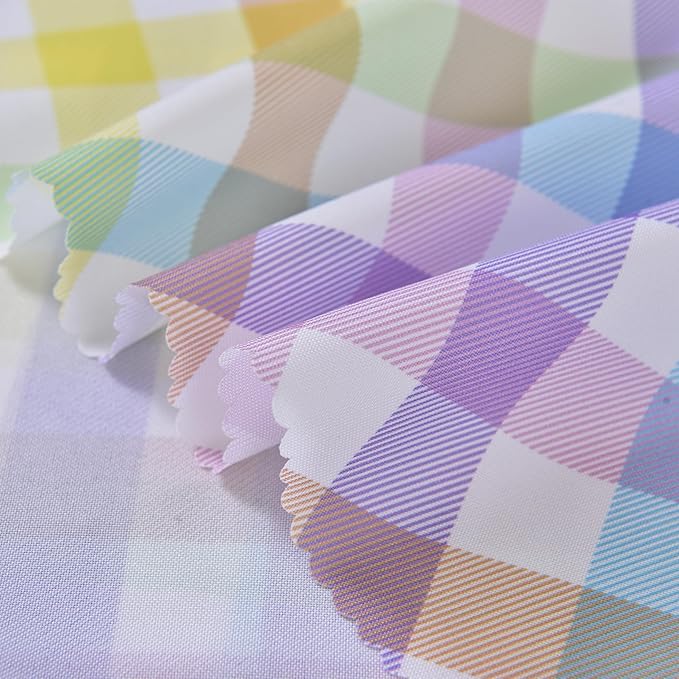 Waterproof Plaid Tablecloth Fabric - Round 58 Inch Classic Gingham Checker Table Cloth for Indoor/Outdoor Use - Buffalo Table Cover for Picnics, BBQs, and Parties