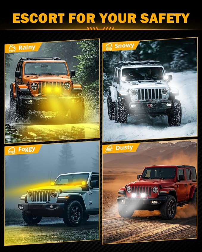 Auxbeam V-MAX Series LED Pod Lights, 7 Inch Offroad Driving Cube Lights with Amber DRL& Backlight, 228W Super Bright Spot Flood Combo Beam Universal Auxiliary Ditch Light with Amber Cover, 2PCS