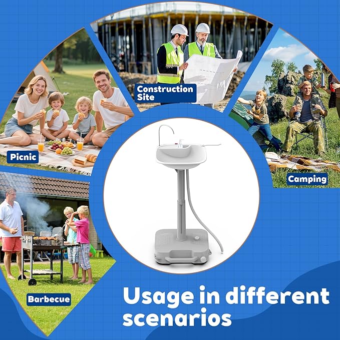 Portable Sink Hand Wash Station - 18L Capacity With USB Port or Battery Powered, Lightweight Camping Sink for Travel, Outdoor, Camping - Includes Soap Dispenser & Towel Holder