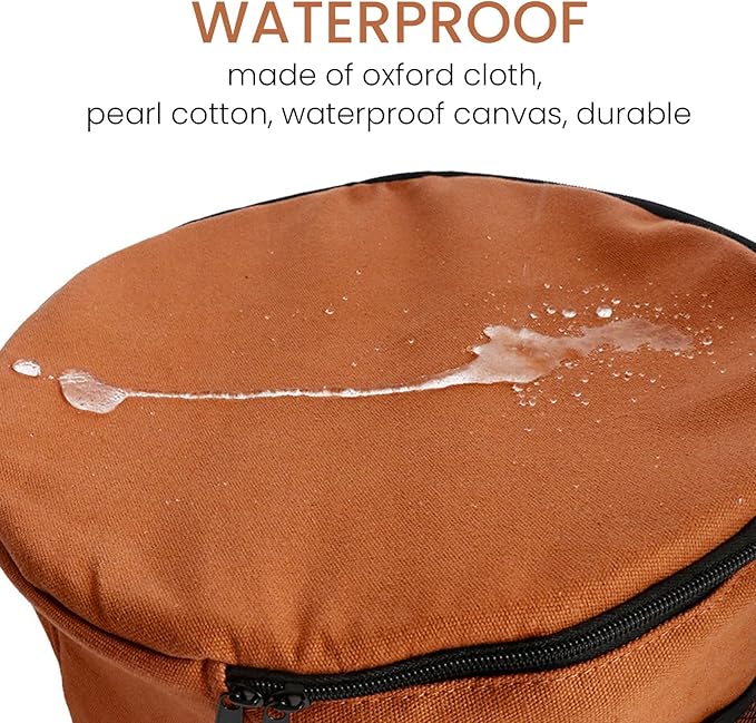 Camping Tableware Carrying Bag, 13.7L Large Capacity Waterproof Picnic Flatware Storage Bag, Outdoor BBQ Round Storage Bag for Plates Dishes Pots Bowls Utensils