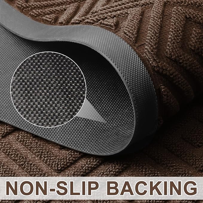 LEKEEPGO Large Front Door Mat Outside Entrance 31.5"x47", Drainage Welcome Matt Outside, Absorbent Doormat, Non Slip Rubber Mats, Dirt Resist Door Mats for Front Door, Patio, Home Entrance, Brown