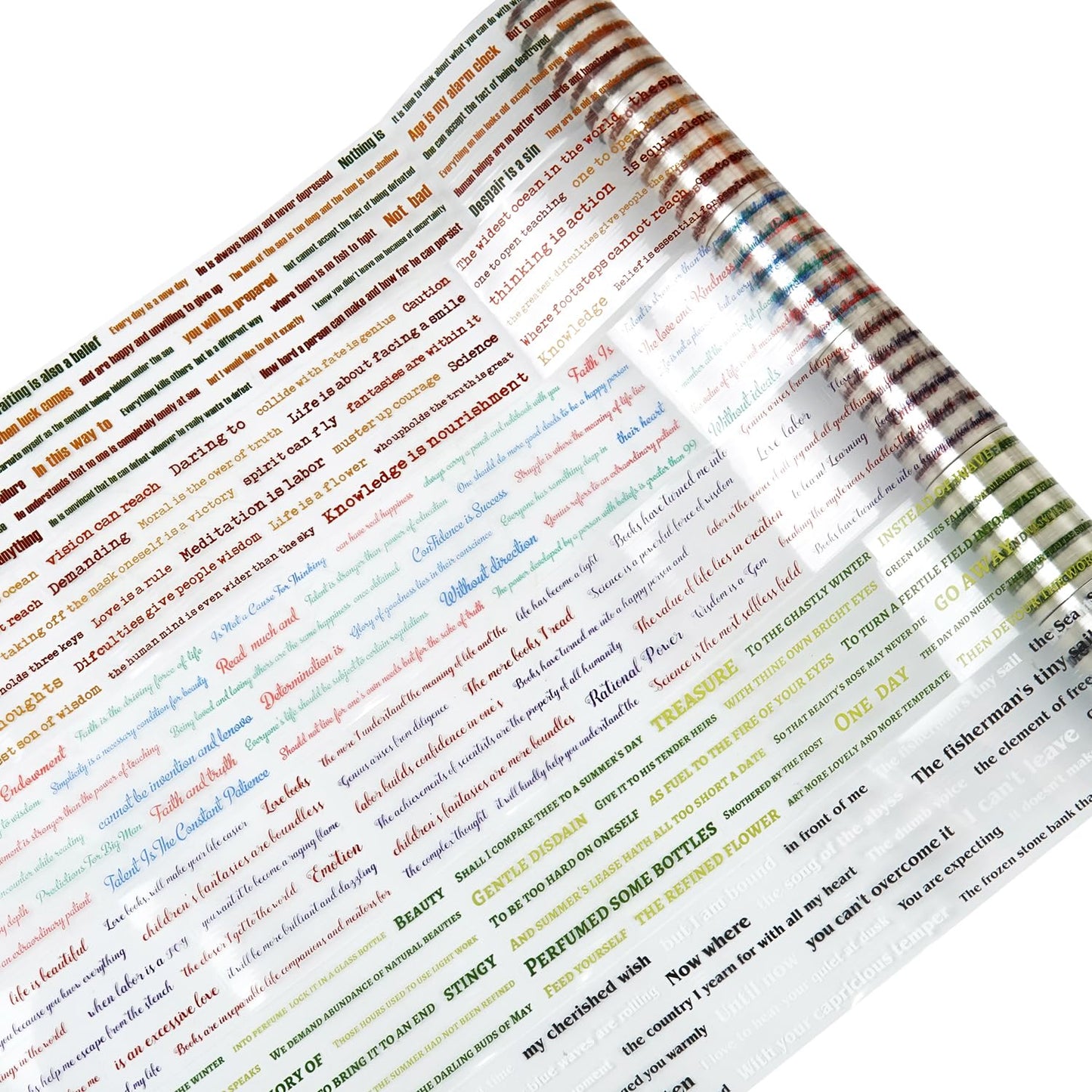 6PCS Sentence PET Tapes, Aesthetic Pre-Cut Ephemera for Journaling, Scrapbooking, and Junk Journals, with Decorative Clip