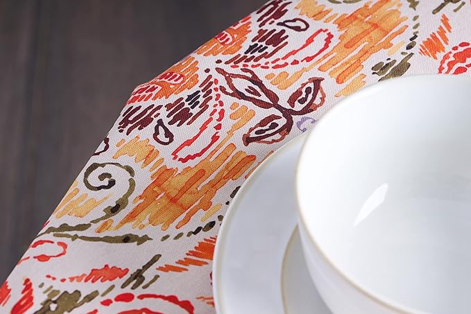 Maison d' Hermine Table Cloth Round Table 100% Cotton 69 Inches Fall Tablecloth Reusable Everyday Use for Thanksgiving Christmas Decorations Dining Farmhouse Party (Damask)