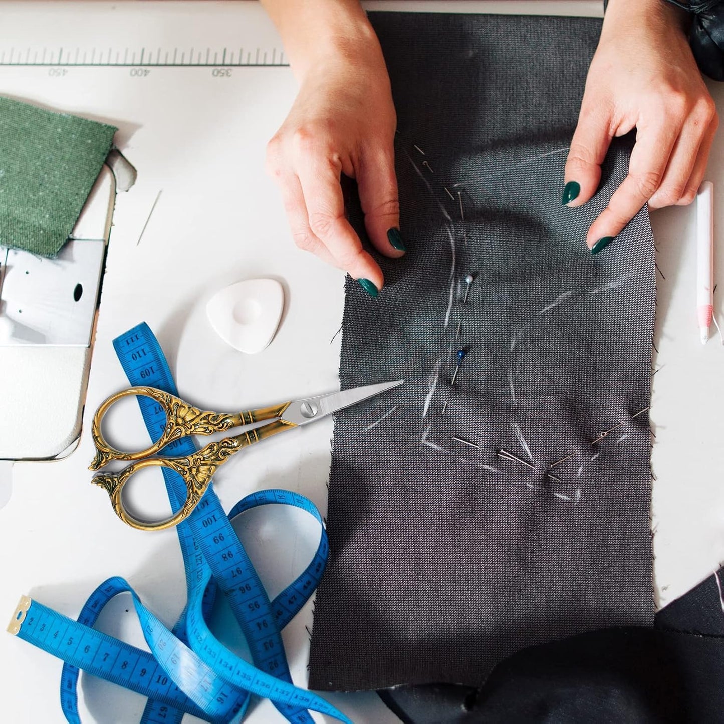 BIHRTC 4.5Inch Small Sharp Pointed Stainless Steel Scissors Craft Cross Detail Shears Thread Scissor for Sewing Craft Embroidery Needpoint Artwork DIY Tool Scissors Bronze Scissor