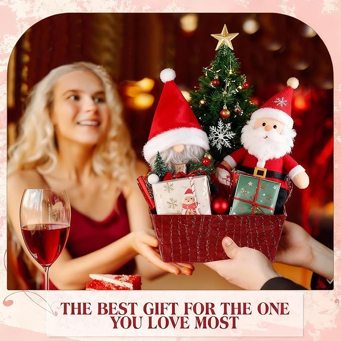 Wonderjune 20 Pcs Valentines Day Gift Baskets Empty To Fill Baskets For Gifts Empty With Gift Bag Bow Valentines Gifts Storage Basket Bulk for Wedding Party Wrapping(Wine Red)