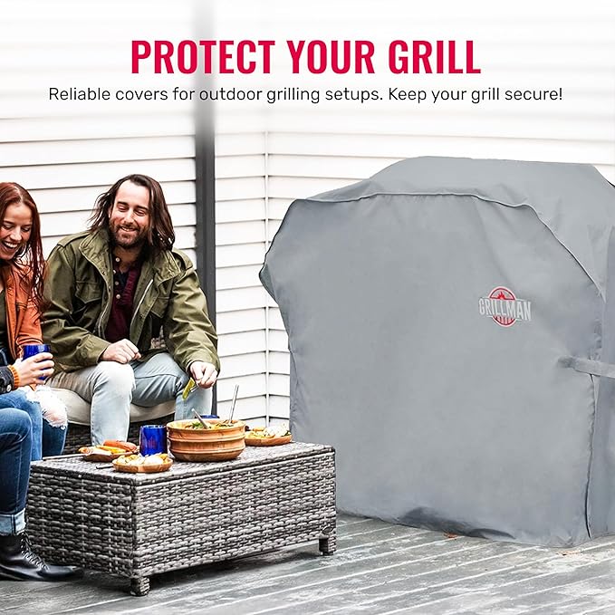 Grillman Premium Grill Cover for Outdoor Grill, BBQ Grill Cover, Rip-Proof, Waterproof, Top Heavy-Duty Large Grill Covers for Outside, Barbecue Cover & Gas Grill Covers (52" L x 26" W x 43" H, Gray)
