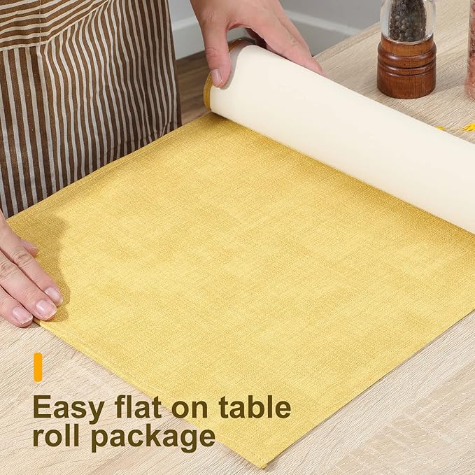 Waterproof Wipeable Farmhouse Table Runner, Dresser Runner, Rustic for Kitchen, Bedroom, Living Room, Indoor and Outdoor (60'', Mustard Yellow)