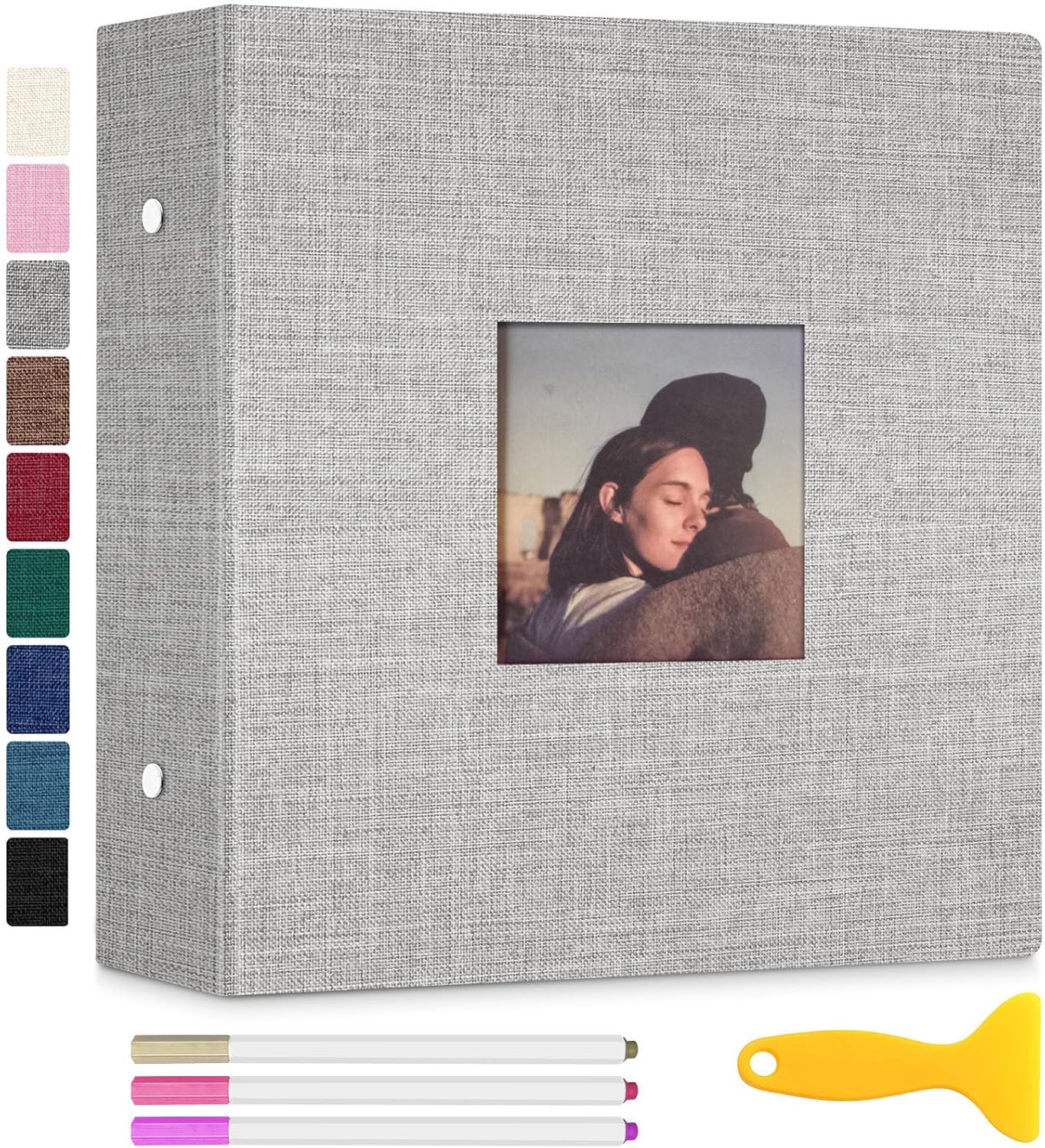 Zesthouse 18 In Photo Album Self Adhesive with Picture Display Window, 3-Ring Scrapbook Albums 60 Pages Holds 10x12 8x10 5x7 4x6 Photos, DIY Photo Book Ideal Gift for Family Wedding Baby