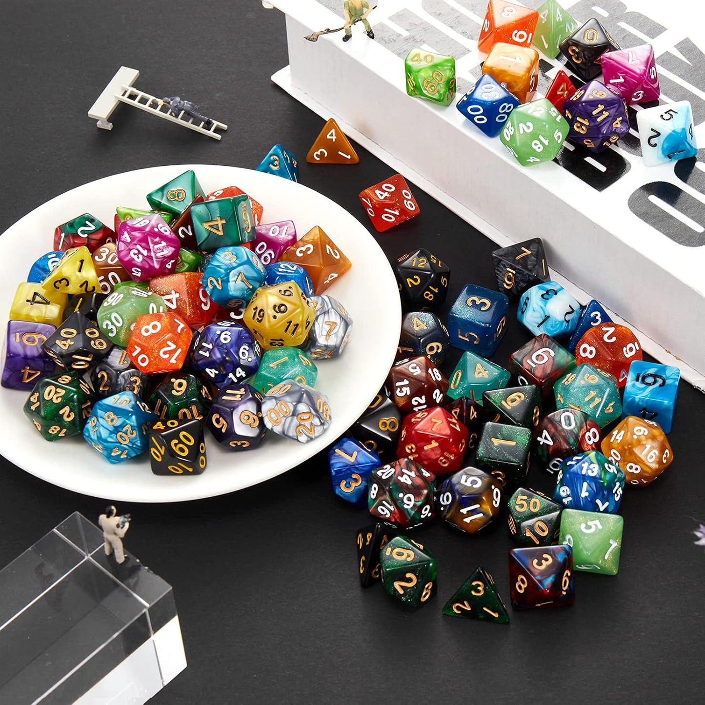 Coyeekn DND Dice Set, 25 x 7 (175 Pieces) Polyhedron Dice 25 Colors Dice for Dungeons and Dragons Tabletop Role-Playing Games with 1 Large Flannel Bag