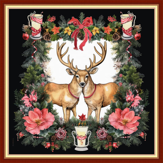 DMCVIVR Stamped Cross Stitch Kits for Adults Beginners Embroidery Kits 11CT Needlepoint Kits Cross Stitch Patterns Embroidery Patterns&Magic Elk 18x18 inch