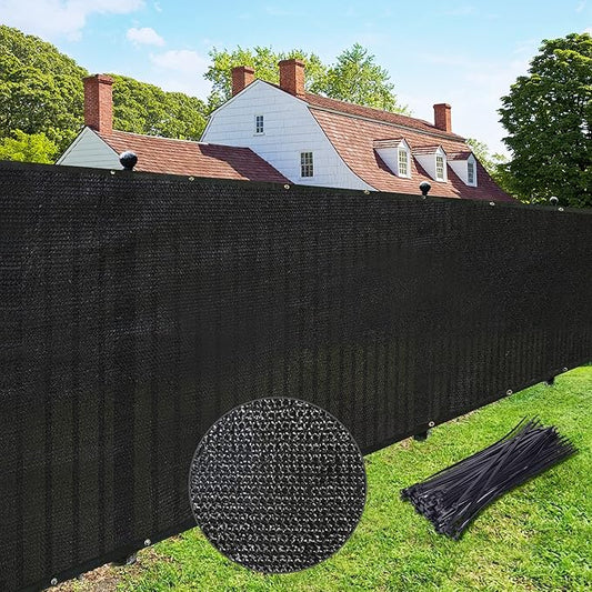 UPGRADE Privacy Fence Screen 3'x51' Black Outdoor 90% Visibility Blockage 170 GSM Mesh Shade Cover Panels for Backyard,Balcony,Home Decoration with Zip Ties,Customized Avaliable